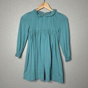 Mini Boden Teal Long Sleeve Cotton Eyelet Dress
